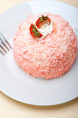 Image showing fresh strawberry and whipped cream dessert