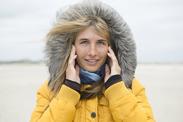 Image showing Cold woman outside