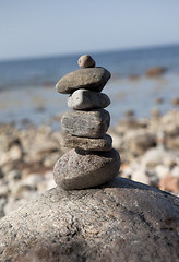 Image showing Stone tower on rocks