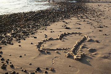 Image showing Heart in the sand beach