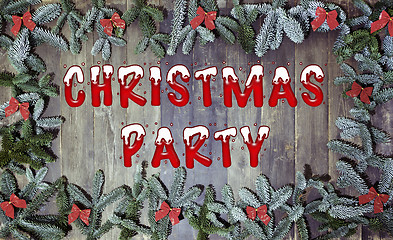 Image showing wood background christmas party