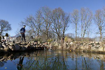 Image showing water changes in the garden pond