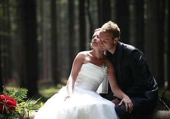 Image showing bridal couple in the woods