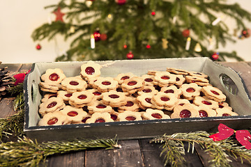 Image showing christmas cookies linzer eyes