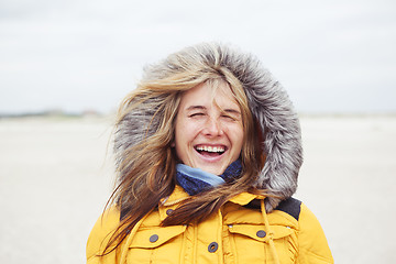 Image showing laughing woman with hat