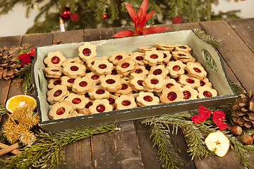 Image showing biscuits and Christmas decoration