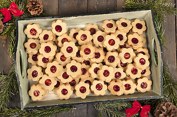 Image showing christmas biscuits with jam