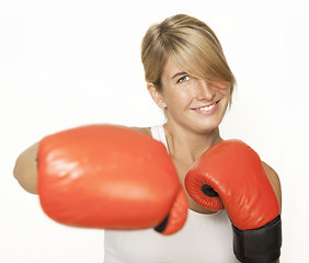 Image showing Woman with boxing gloves