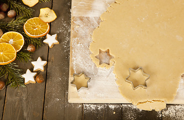 Image showing Cut out christmas cookies stars