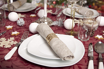 Image showing Christmassy table setting