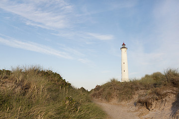 Image showing white lighthouse dunes