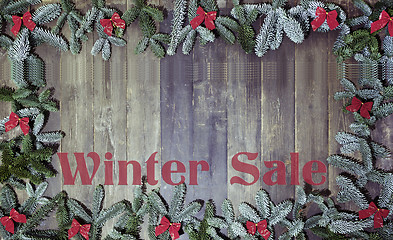 Image showing wood background winter sale