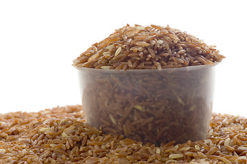 Image showing Cup of brown rice grain

