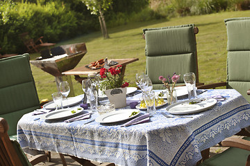 Image showing laid table in the garden