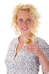 Image showing Woman with glass of wine