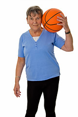Image showing Senior woman with baskektball