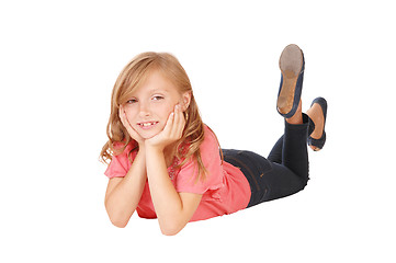 Image showing Little girl lying.