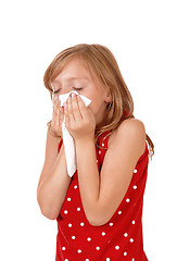 Image showing Young girl with a cold.