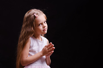 Image showing Five-year girl make a wish