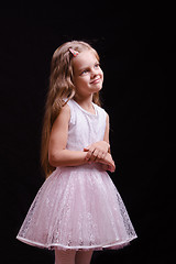 Image showing Five-year girl in a beautiful dress white