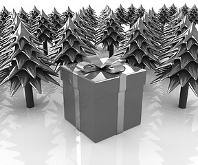 Image showing Christmas trees and gift