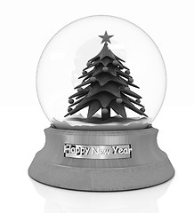 Image showing Christmas Snow globe with the falling snow and christmas tree