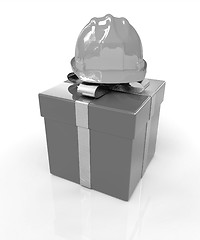 Image showing hard hat on a red gift