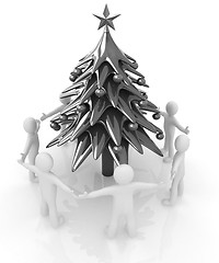 Image showing 3D human around Christmas tree