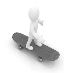 Image showing 3d white person with a skate and a cap