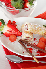 Image showing Strawberry biscuits with fruits