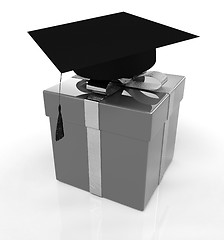 Image showing graduation hat on a red gift