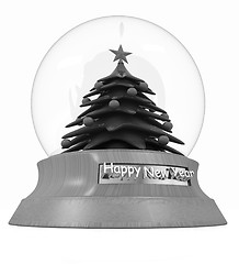 Image showing Christmas Snow globe with the falling snow and christmas tree