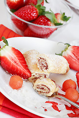 Image showing Strawberry biscuits with fruits