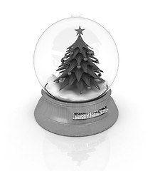 Image showing Christmas Snow globe with the falling snow and christmas tree