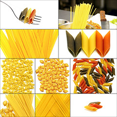 Image showing various type of Italian pasta collage