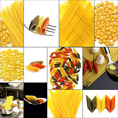 Image showing various type of Italian pasta collage