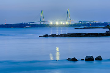 Image showing Cooper River Bridge at night Charleston South Carolina