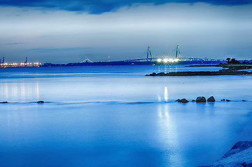 Image showing Cooper River Bridge at night Charleston South Carolina