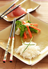 Image showing Rice, mushrooms and vegetable