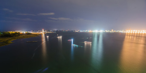 Image showing charleston harbour at sunset evening