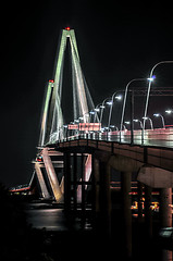 Image showing Cooper River Bridge at night Charleston South Carolina