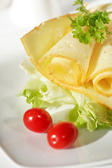 Image showing Cheese with salad