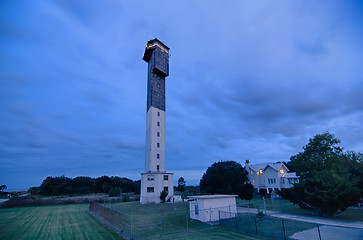 Image showing Charleston lighthouse at night  located on Sullivan's Island in 