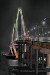 Image showing Cooper River Bridge at night Charleston South Carolina