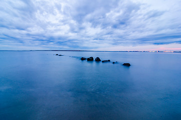 Image showing charleston harbour at sunset evening