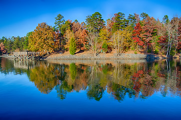 Image showing Autumn Landscape. Park in Autumn. The bright colors of autumn in