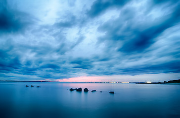 Image showing charleston harbour at sunset evening