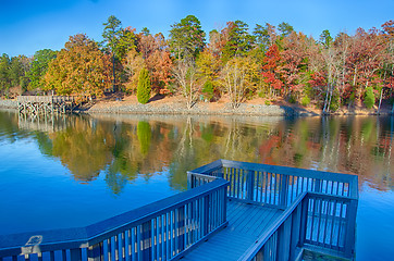 Image showing Autumn Landscape. Park in Autumn. The bright colors of autumn in