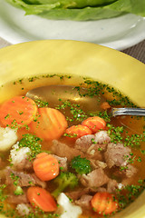 Image showing Vegetable soup with meat