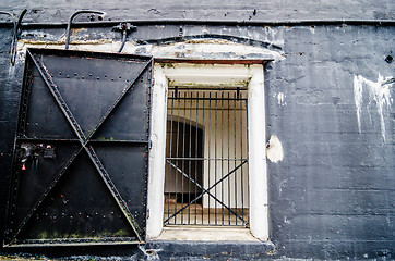 Image showing old fort or warehouse door